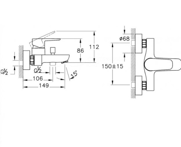 A42946EXP Flow Soft Смеситель для ванны, хром. Фото 2
