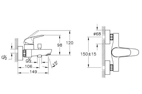 A43057EXP Flow Round Смеситель для ванны, хром. Фото 2