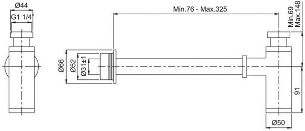 A45123 Sifon Сифон для раковины (металлический) VitrA. Фото 2