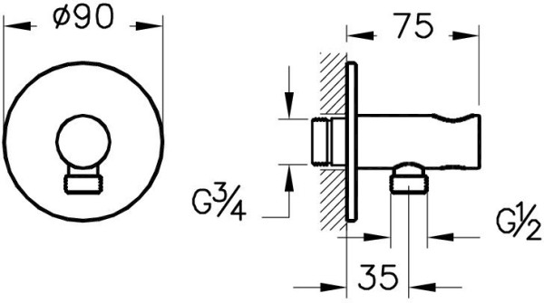 A49271EXP Комплект Встроенный Смеситель с гигиеническим душем на 2 отверстия Hygienic. Фото 5