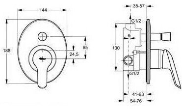 A6997AA BALANCE встраиваемый смеситель для ванны (внешняя часть). Фото 2