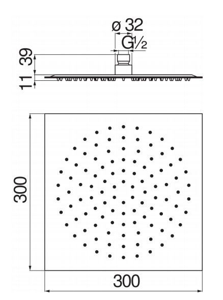 AD139/118CR верхний душ 30х30 см. Фото 2