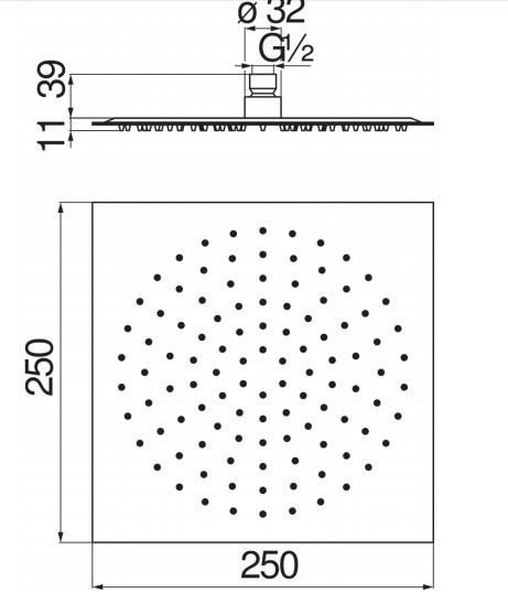 AD139/134CR верхний душ 25х25 см. Фото 2