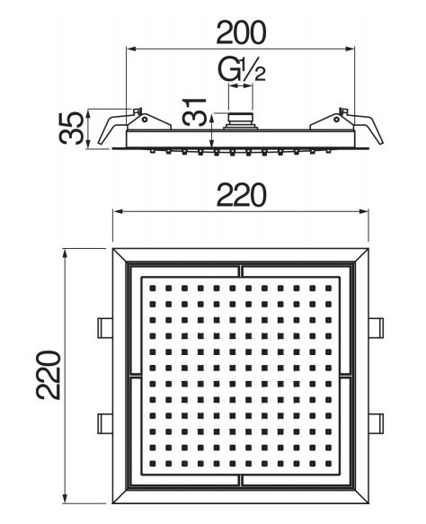 AD139/34CCR верхний душ 22х22 см. Фото 2
