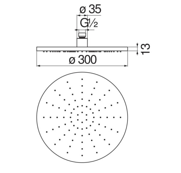 AD139/63IX верхний душ 30 см, шлиф, хром. Фото 2