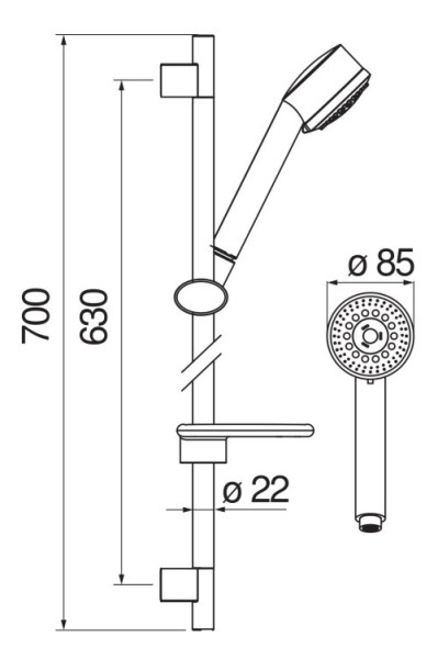 AD140/40CR душевой гарнитур 65 см 3jet. Фото 2