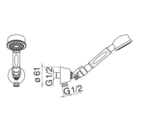 AD143/7FLP душевой набор с шланговым подсоединением, глянцевый черный. Фото 2