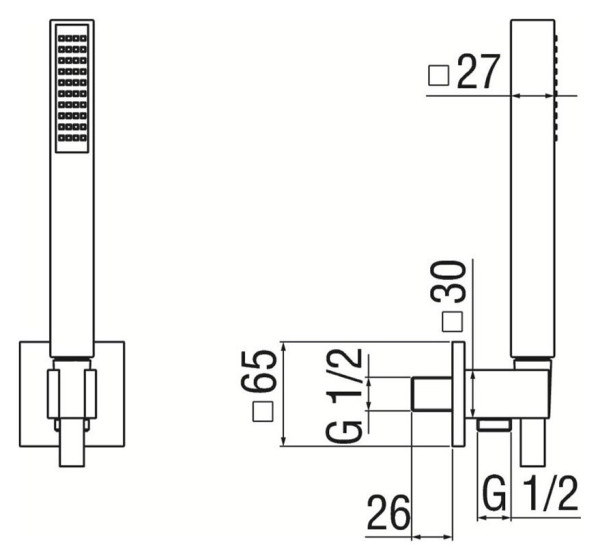 AD146/30BM MIA шланговое подсоединение с душевым набором, матовый черный. Фото 2