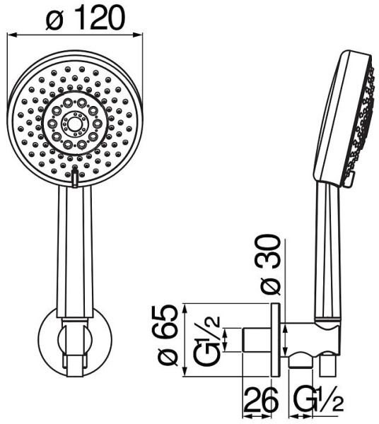 AD146/47FLP душевой набор с шланговым подсоединением, глянцевый черный. Фото 2