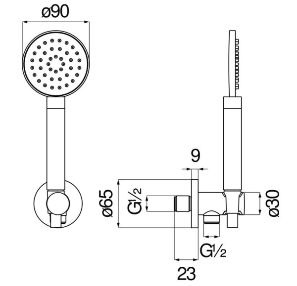 AD146/54IX SOLE душевой набор, шлиф. хром. Фото 2