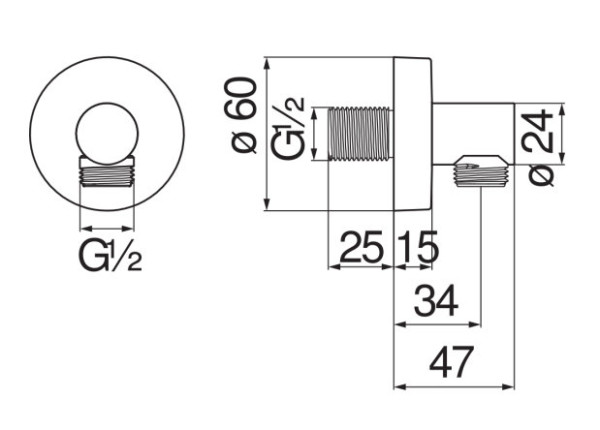 AD150/12BM шланговое подсоединение, матовый черный. Фото 2