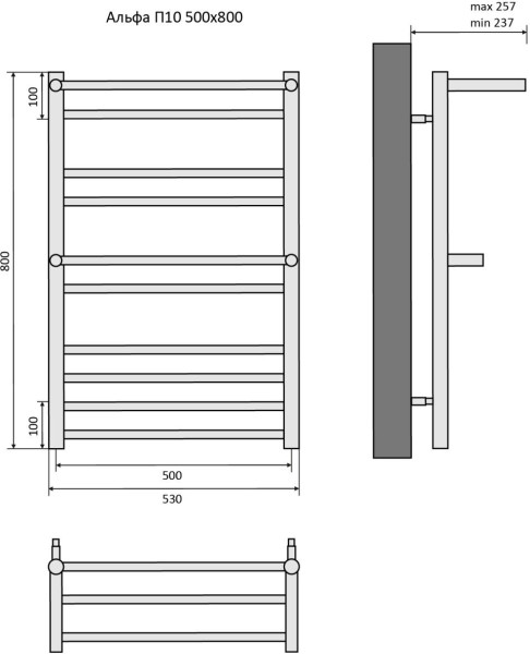 Альфа П10 500х800 Полотенцесушитель Aquatek. Фото 5