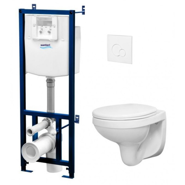 Альфа ПЭК подвесной унитаз + инсталляция + сиденье + панель ЦВЕТ БЕЛЫЙ. Фото 1