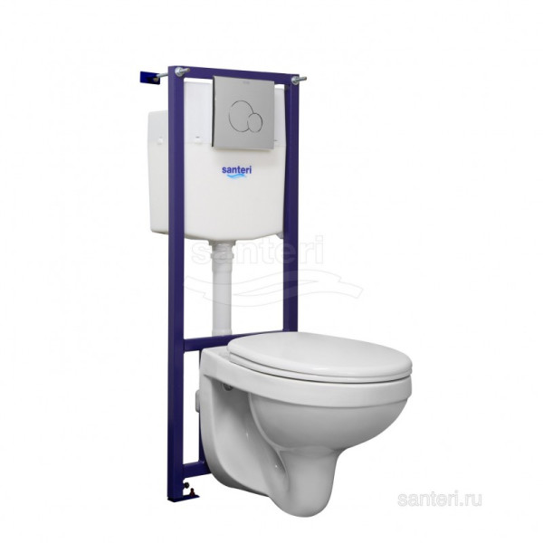 Альфа ПЭК подвесной унитаз + инсталляция + сиденье + панель хром. Фото 1