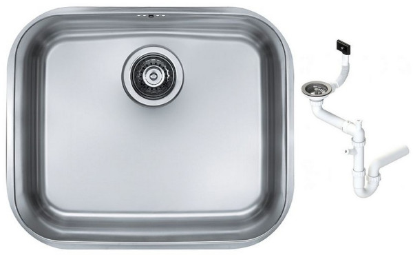 Alv 1009252 Variant 10 Мойка U, 1 чаша, 0,8 мм, SAT, 3½", 480х400х250 мм+сифон 1130550. Фото 1