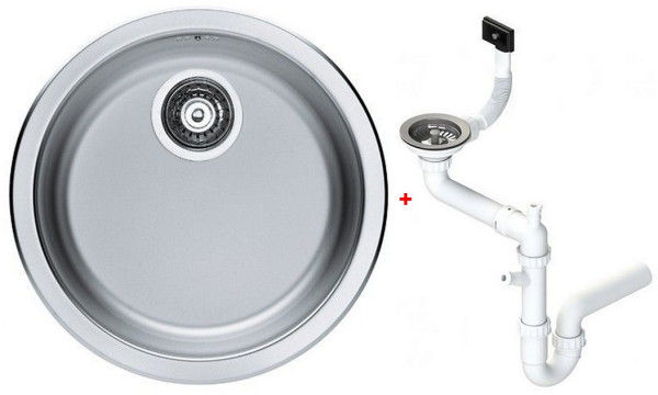 Alv 1084837 Form 10 Мойка I, 1 чаша, 0,6 мм, NAT, ½", Ø450х155 мм+сифон 1130550, шк 450. Фото 1