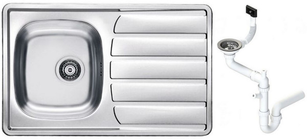 Alv 1098938 Zoom 20 Мойка I, обор., 0,5 мм, NAT, 3½", 790х500х155 мм + сифон 1130550, шк 450. Фото 1