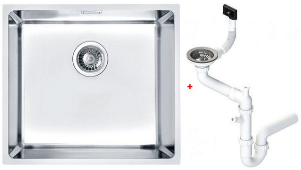 Alv 1100236 Kombino 40 Мойка U, r15, 1чаша, 1 мм, SAT, 3½", 488х438х195 мм+сифон 1130550, шк 500. Фото 1