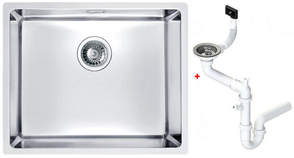 Alv 1100237 Kombino 50 Мойка U, r15, 1 чаша, 1 мм, SAT, 3½", 500х400х200 мм + сифон 1130550,шк 600. Фото 1