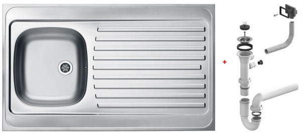 Alv 1108745 Classic 70 Мойка накладная обор. 0,6 мм, NAT-1½ 1000х600х155 мм+сифон 1011717, шкаф 1000. Фото 1