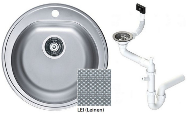 Alv 1116757 Form 30 Мойка I, 1 чаша, 0,7 мм, LEI, 3½", Ø510х185 мм+сифон 1130550, шк 450. Фото 1