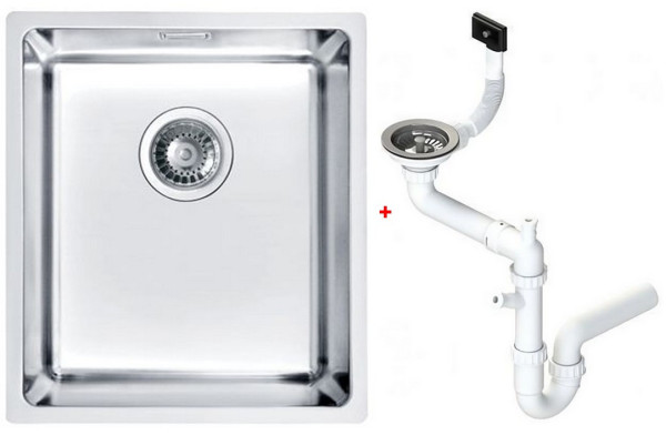 Alv 1118878 Kombino 20 Мойка F/S, r15, 1 чаша, 1 мм, KMB, 3½, 380х440х195 мм+сифон, шк 400. Фото 1