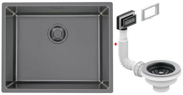 Alv 1122673 Kombino 50 Mon Ant Мойка U, r15, 1 чаша, 1 мм, SAT, 3½", 542х442х195 мм+выпуск шк 600. Фото 1