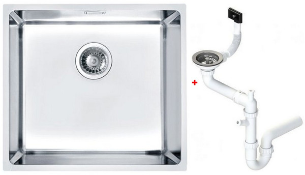 Alv 1122682 Kombino 40 Мойка F/S, r15, 1 чаша, 1 мм, KMB, 3½", 488х438х195 мм+сифон 1130550, шк 500. Фото 1