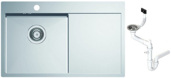 Alv 1124384 Quarto 30 Мойка F/S, 1 чаша, 1 мм, BRS, 3½", 780x480х190 мм+сифон 1130551, 450 мм. Фото 1