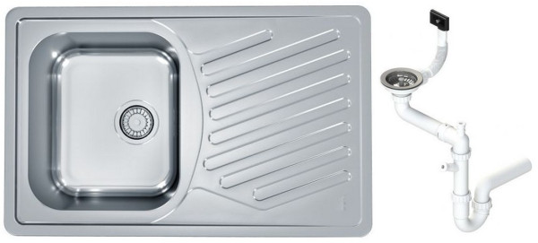 Alv 1126348 Elegant 30 Мойка врезная обор, 1 чаша 0,7 мм, SAT 3½, 810х510х190 мм+сифон, шк 450. Фото 1