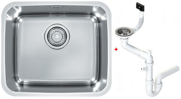 Alv 1128740 Luno 20 Мойка U, r40, 1 чаша, 0,8 мм, SAT, 3½", 340х400х180 мм+сифон 1130550. Фото 1