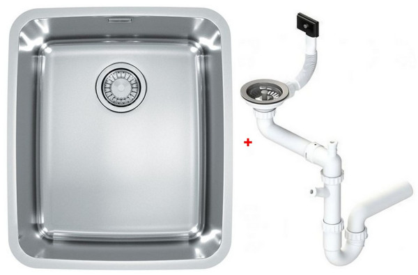 Alv 1129252 Luno 40 Мойка U, r40, 1 чаша, 0,8 мм, SAT, 3½", 480х400х180 мм+сифон 1130550. Фото 1