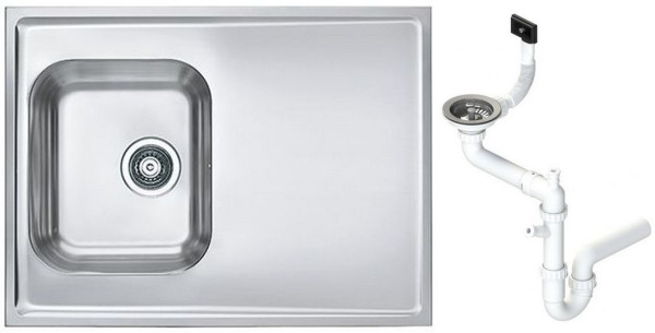 Alv 1130469 Classic Pro 30 Мойка накл. обор, 1 чаша, 0,8 мм, SAT, 3½, 800х600х190 мм+сифон, шк 500. Фото 1