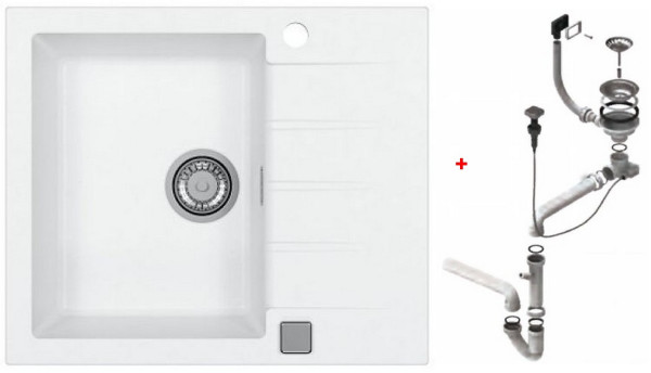 Alv 1132017 Gr Cadit 10 Arctic G11 Мойка I обор., 1 чаша, 3½, 590х500х198 мм+сифон 1132823, шк 450. Фото 1