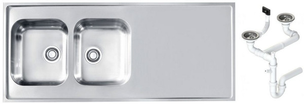 Alv 1132129 Classic Pro 110 Мойка накл. обор, 0,8 мм, SAT, 3½, 1400х600х190 мм+сифон 1130555, шк 800. Фото 1