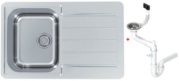 Alv 1136608 Line Max 80 Мойка I обор, 1 чаша, 0,7 мм, SAT, 3½", 790x500х190 мм+сифон 1130551, шк 500. Фото 1