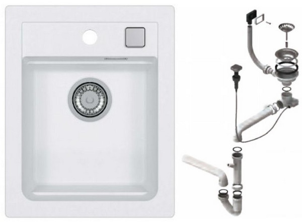 Alv 1139079 GR Atrox 10 Arctic G11 Мойка I/U, 1 чаша, 3½", 400х500х195 мм+сифон 1132823, шк 400/500. Фото 1