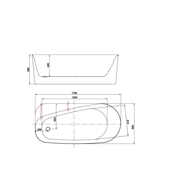 AQ-1115780 ПРИМА Ванна акриловая, отдельностоящая, 1700*800*580 , В комплекте со сливом и ножками. Цвет белый глянцевый.. Фото 4