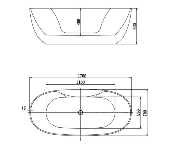 AQ-1155778 АПОЛО Ванна акриловая, отдельностоящая, 1700*780*600. В комплекте со сливом и ножками. Цвет белый глянцевый.. Фото 4