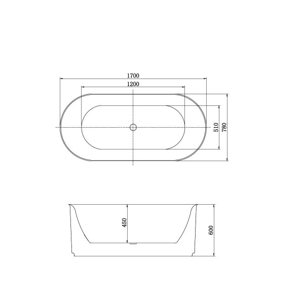 AQ-1163778 МОДЕНА Ванна акриловая, отдельностоящая, 1700*780*600. В комплекте со сливом и ножками. Цвет белый глянцевый.. Фото 3