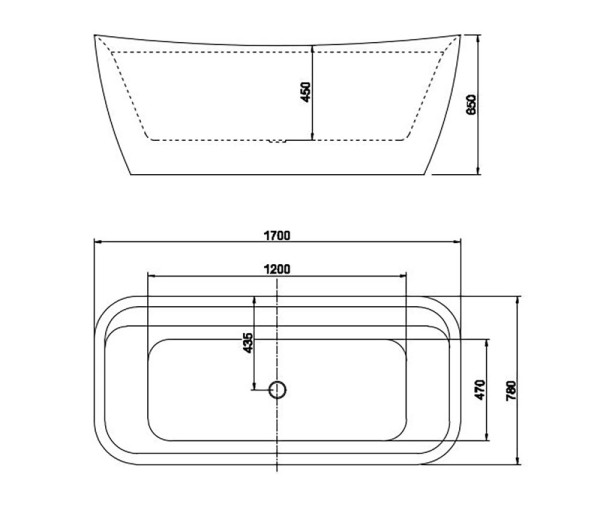 AQ-197778 АМАДЕО Ванна акриловая, отдельностоящая, 1700*780*650. В комплекте со сливом и ножками. Цвет белый глянцевый.. Фото 3
