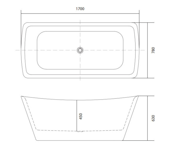 AQ-4777 ВЕРСА Ванна акриловая, отдельностоящая, 1700*780*630. В комплекте со сливом и ножками. Цвет белый глянцевый.. Фото 3