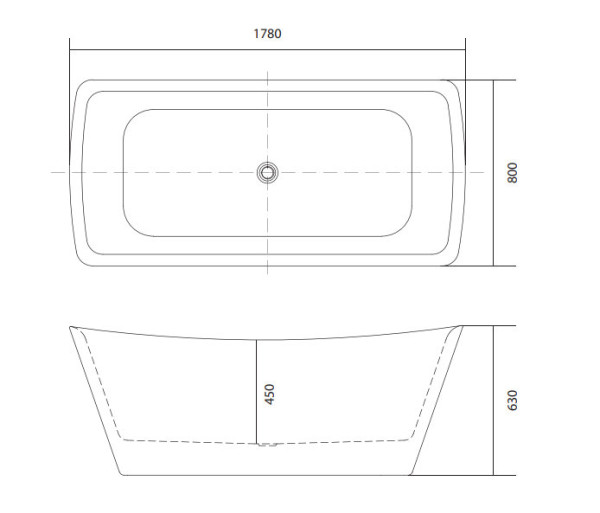 AQ-4880 ВЕРСА Ванна акриловая, отдельностоящая, 1780*800*630. В Комплекте со сливом и ножками. Цвет белый глянцевый.. Фото 2