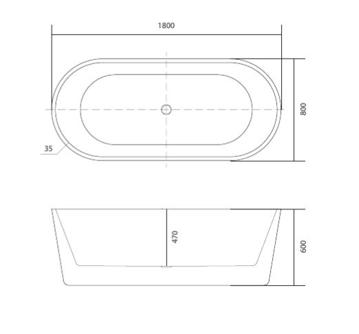 AQ-99880 ОВО Ванна акриловая, отдельностоящая, 1800*800*600. В комплекте со сливом и ножками. Цвет белый глянцевый.. Фото 2