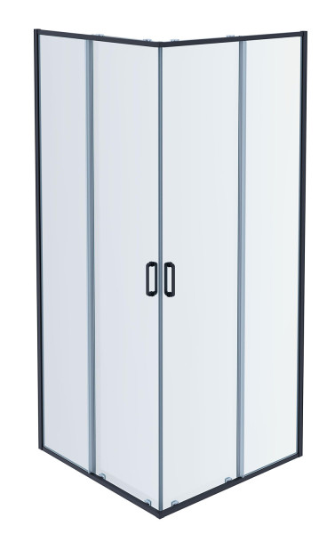 AQ ARI KV 08020BL Душевой уголок квадратный, двери раздвижные 800x800x2000 профиль черный, стекло прозрачное. Фото 2