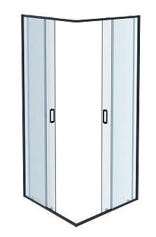 AQ ARI KV 08020BL Душевой уголок квадратный, двери раздвижные 800x800x2000 профиль черный, стекло прозрачное. Фото 3