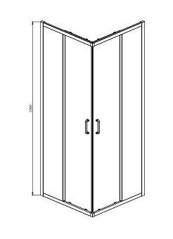 AQ ARI KV 08020BL Душевой уголок квадратный, двери раздвижные 800x800x2000 профиль черный, стекло прозрачное. Фото 5