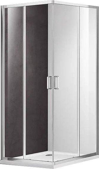 AQ ARI KV 08020CH Душевой уголок квадратный, двери раздвижные 800x800x2000 профиль хром, стекло прозрачное (AQ NAA 1142-80). Фото 1