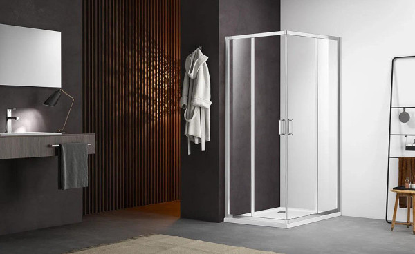 AQ ARI KV 08020CH Душевой уголок квадратный, двери раздвижные 800x800x2000 профиль хром, стекло прозрачное (AQ NAA 1142-80). Фото 6
