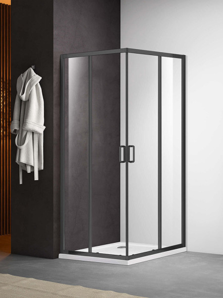 AQ ARI KV 08020GM Душевой уголок квадратный, двери раздвижные 800x800x2000 профиль оружейная сталь, стекло прозрачное. Фото 1